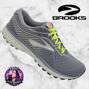 Brooks Ghost 12 Running Shoes Womens 10 Grey Lime Green Sneakers Activewear Gym